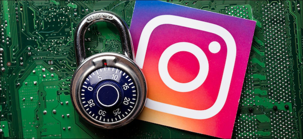 Logotipo do Instagram próximo a um cadeado de segurança