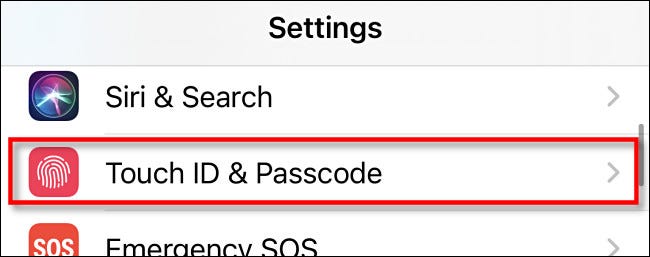 Nas configurações do iPhone, toque em "Touch ID e senha".