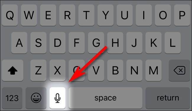 Toque no botão do microfone no teclado do seu iPhone ou iPad.