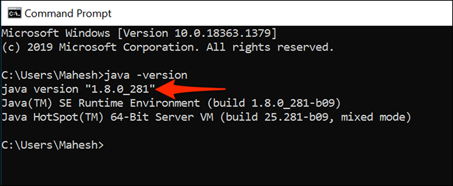 Visualize a versão Java usando o Prompt de Comando