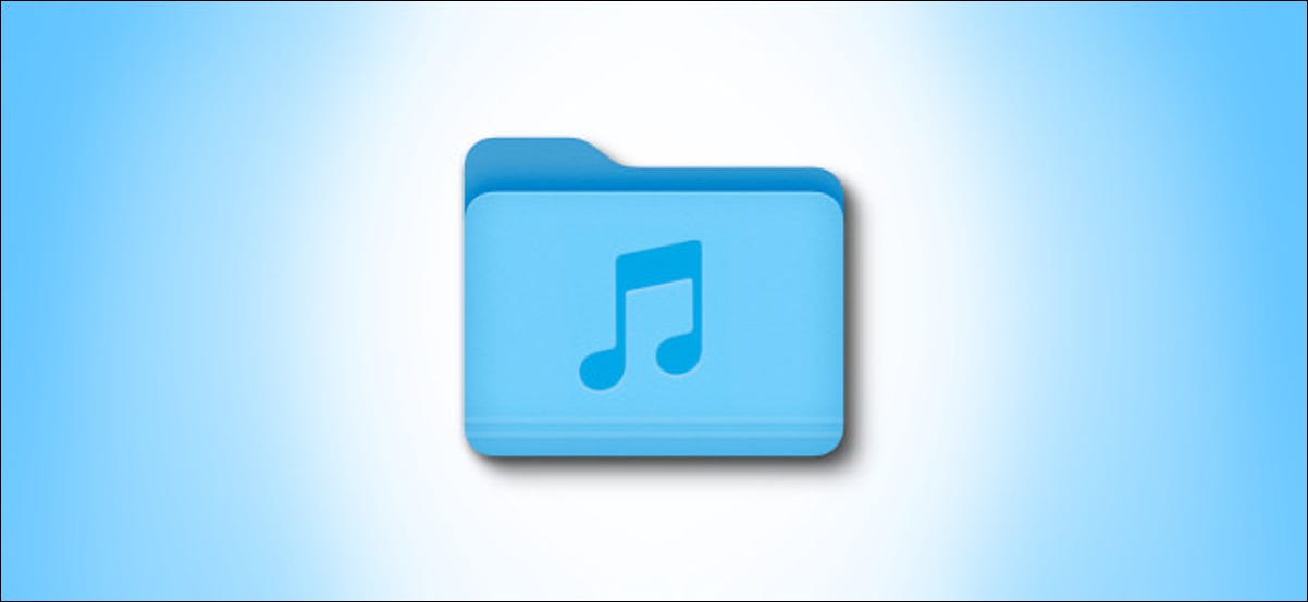 Ícone da pasta de músicas do Mac Big Sur em um fundo azul