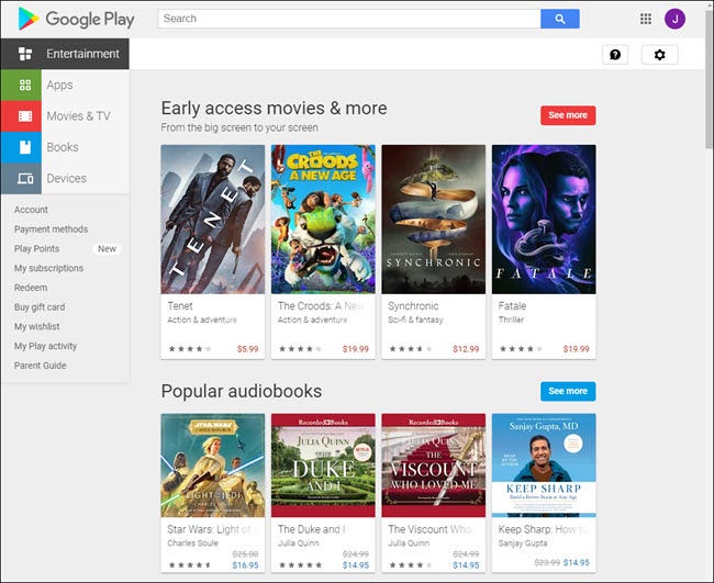 google play store na web