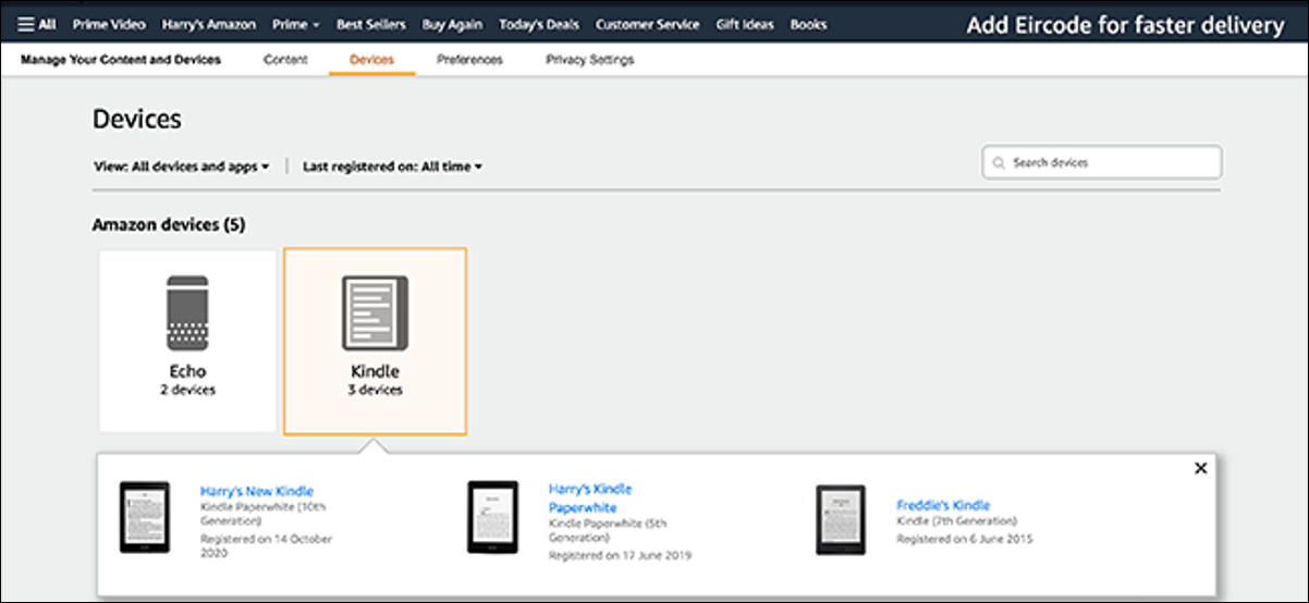 imagem de visualização da lista do Kindle