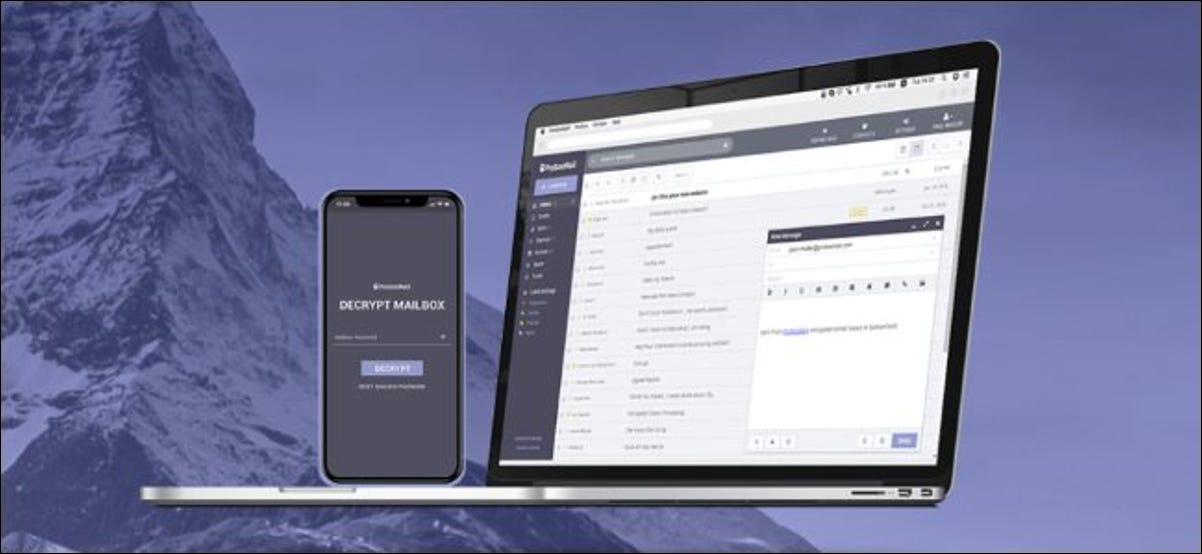 Site e aplicativo do ProtonMail.