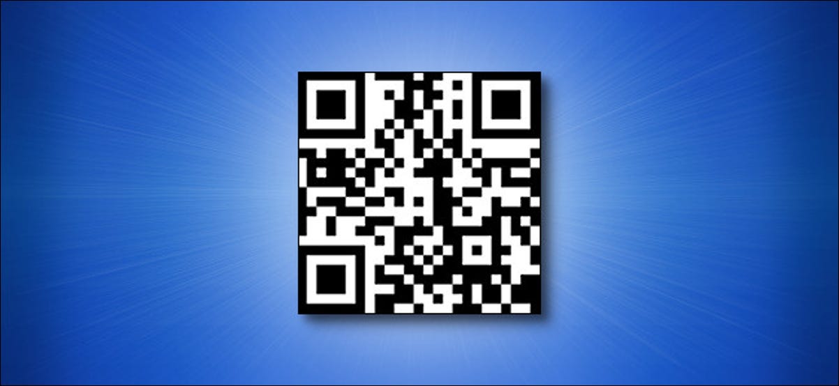 Um código QR How-To Geek URL em um fundo azul