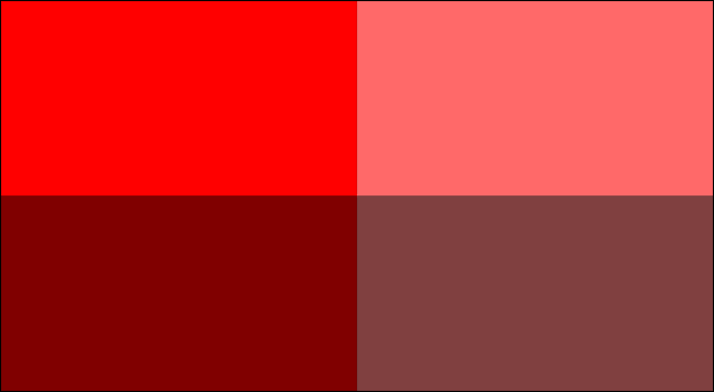 comparação de vermelhos saturados e insaturados