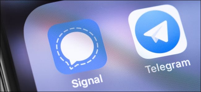 Ícones de aplicativos de sinal e telegrama.