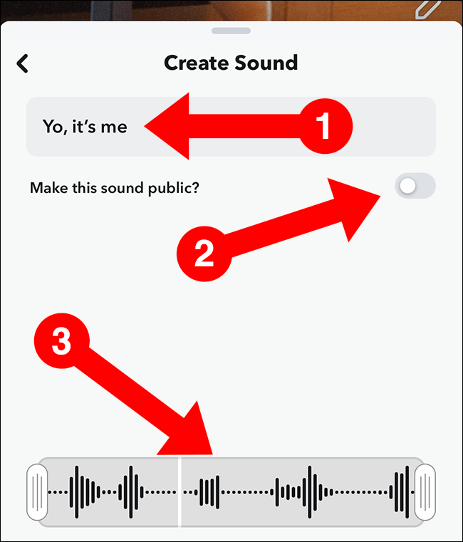 janela de criação de sons do snapchat