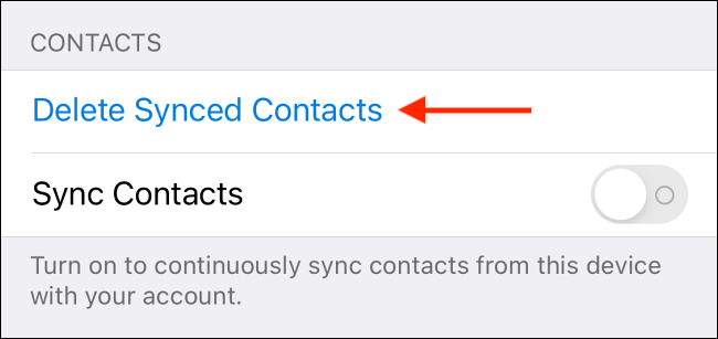 Toque em Excluir Contatos Sincronizados no Telegram para iPhone