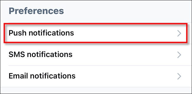 Toque em "Notificações push".