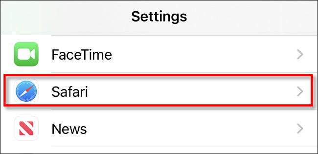 Nas configurações do iPhone, toque em "Safari"