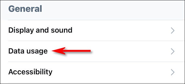 Nas configurações do Twitter, toque em "Uso de dados".