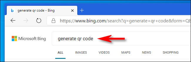 No Bing.com, pesquise "gerar código qr".