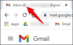 O número de "e-mails não lidos" exibido na caixa de entrada.