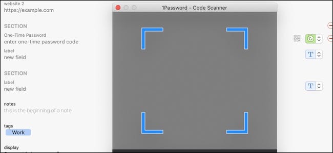 Arraste o leitor de código QR do 1Password para a janela do seu navegador