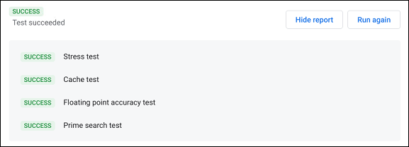 Resultados do teste de CPU