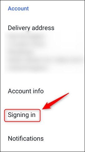 A opção "Signing in" no menu do eBay.