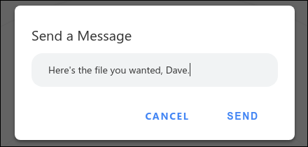 Caixa de diálogo Snapdrop Send a Message