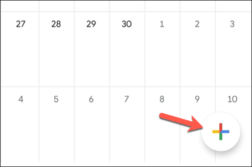 Para adicionar um novo evento no aplicativo móvel do Google Agenda, toque no botão "Adicionar" no canto inferior direito.