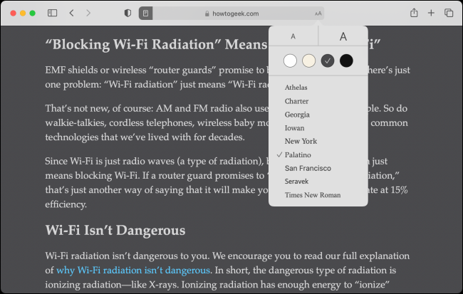 Personalização do Reader View no Safari para Mac