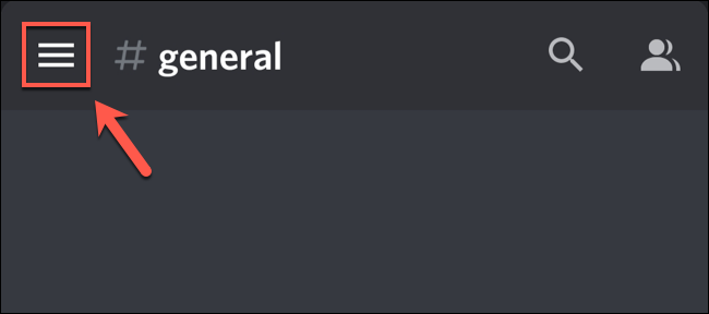 Toque no menu de hambúrguer no Discord para visualizar o painel do menu.