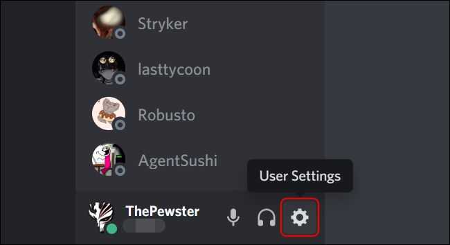 Configurações do usuário no Discord