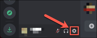 Para abrir o menu de configurações do Discord, toque na engrenagem de configurações ao lado do seu nome de usuário no canto inferior esquerdo do aplicativo de desktop ou cliente web.