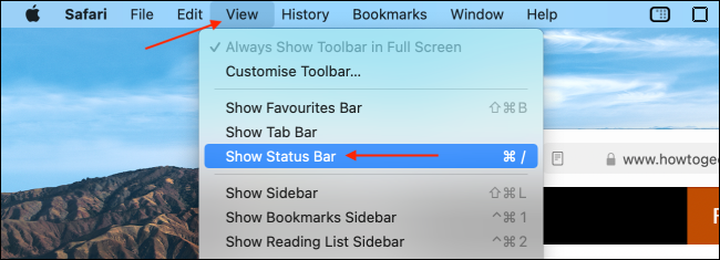 Ativar barra de status no Safari para Mac