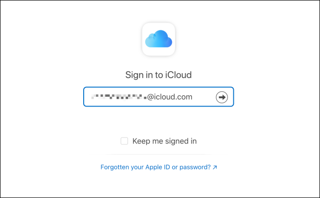 Digite o endereço de e-mail do iCloud