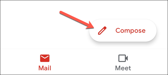 No aplicativo do Gmail, toque no botão "Escrever".