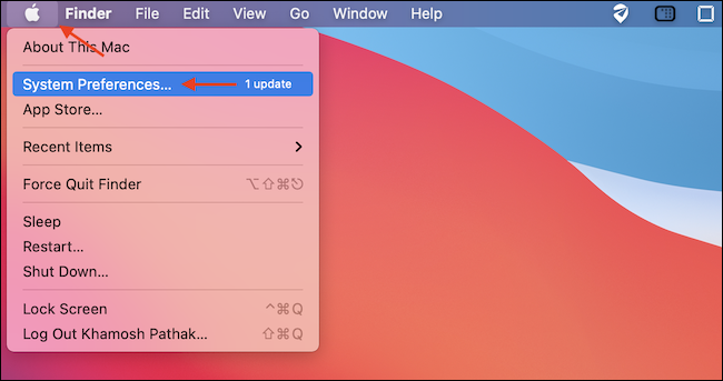 Abra as Preferências do Sistema no Menu Apple no Mac