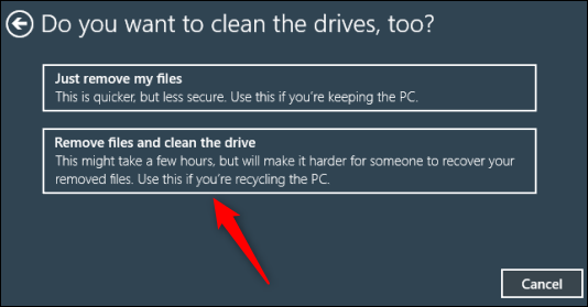 Remover arquivos e limpar a opção da unidade
