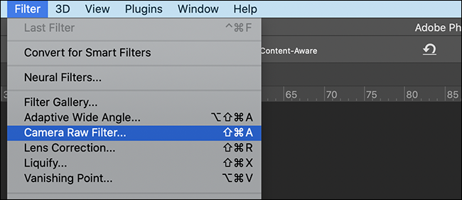 abrindo filtro camera raw no photoshop