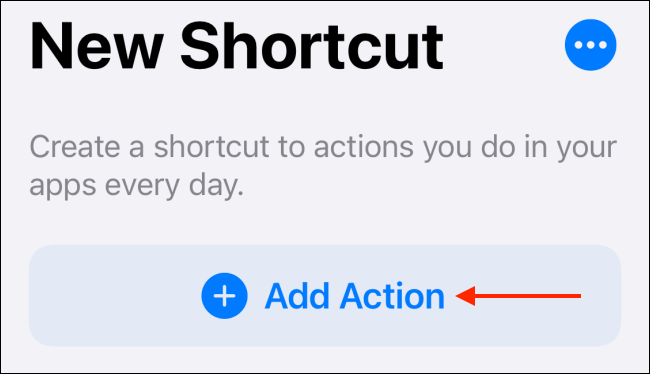 Toque em Adicionar ação em atalhos
