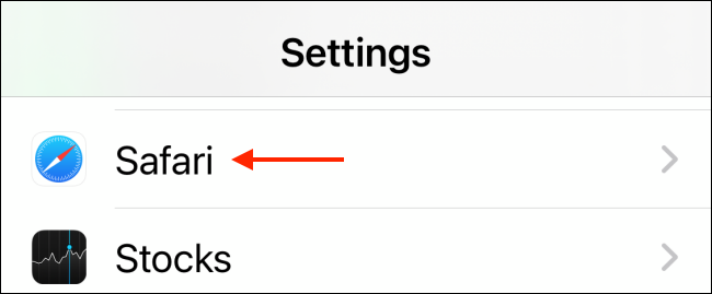 Toque em Safari em Configurações