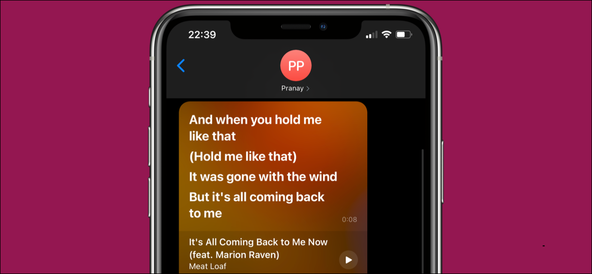 O Apple Music permite que você compartilhe letras rapidamente com outros aplicativos