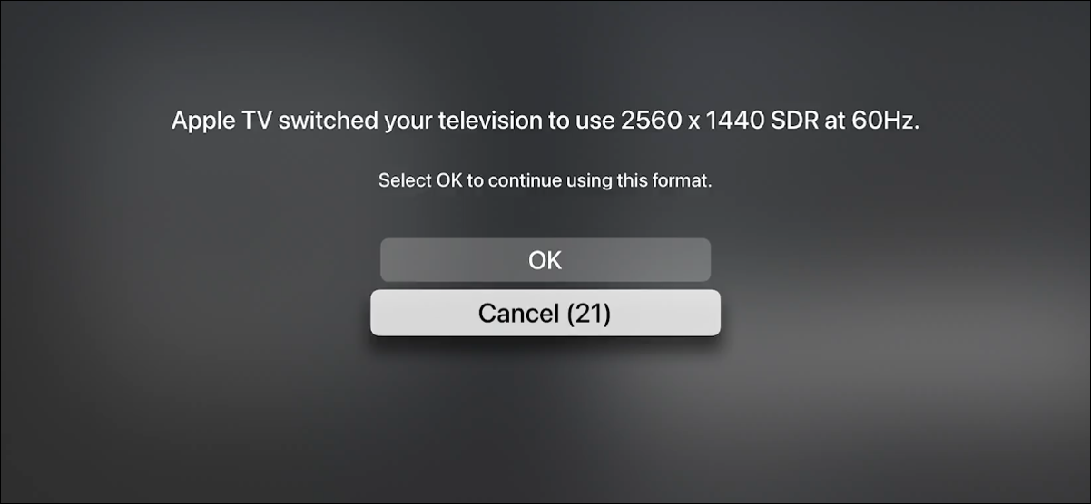 Você pode alterar a resolução da tela na Apple TV