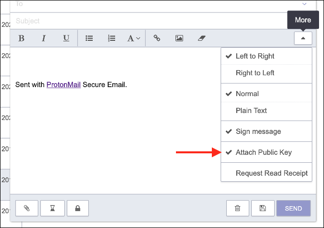 Anexe sua chave pública PGP no ProtonMail
