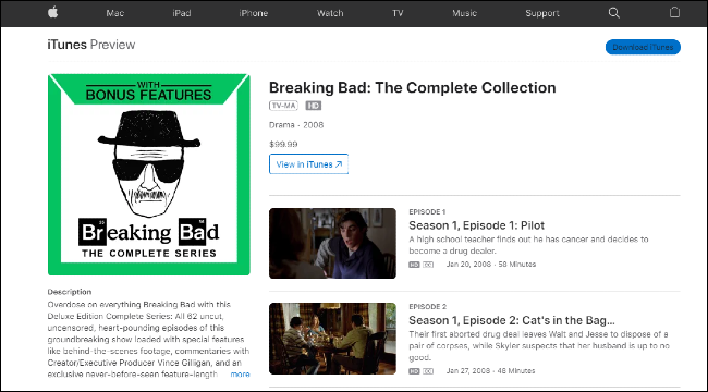 Breaking Bad no iTunes