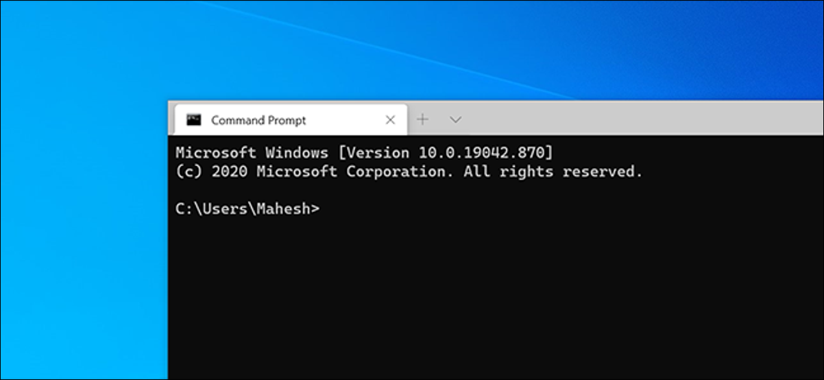 Terminal do Windows com um shell de prompt de comando.