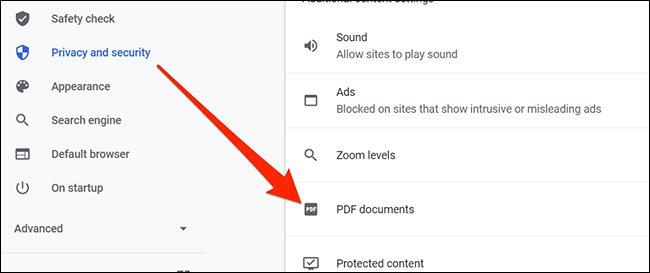 Opção de documentos PDF no Chrome