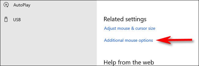 Nas configurações do mouse, clique em "Opções adicionais do mouse".