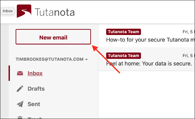 Compor e-mail em Tutanota