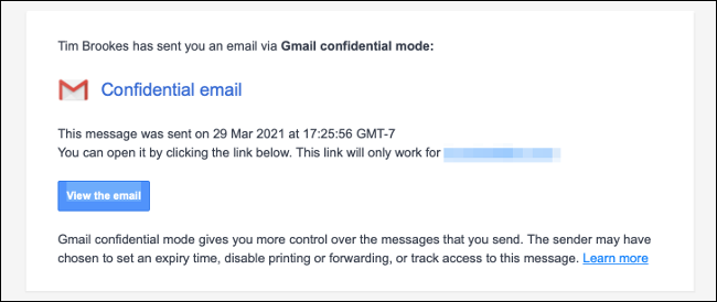 Notificação de novo e-mail confidencial