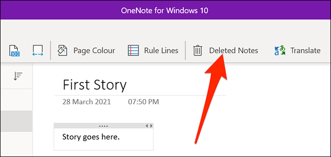 Notas excluídas no OneNote