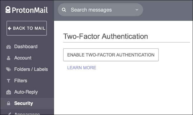 Habilitar autenticação de dois fatores no ProtonMail