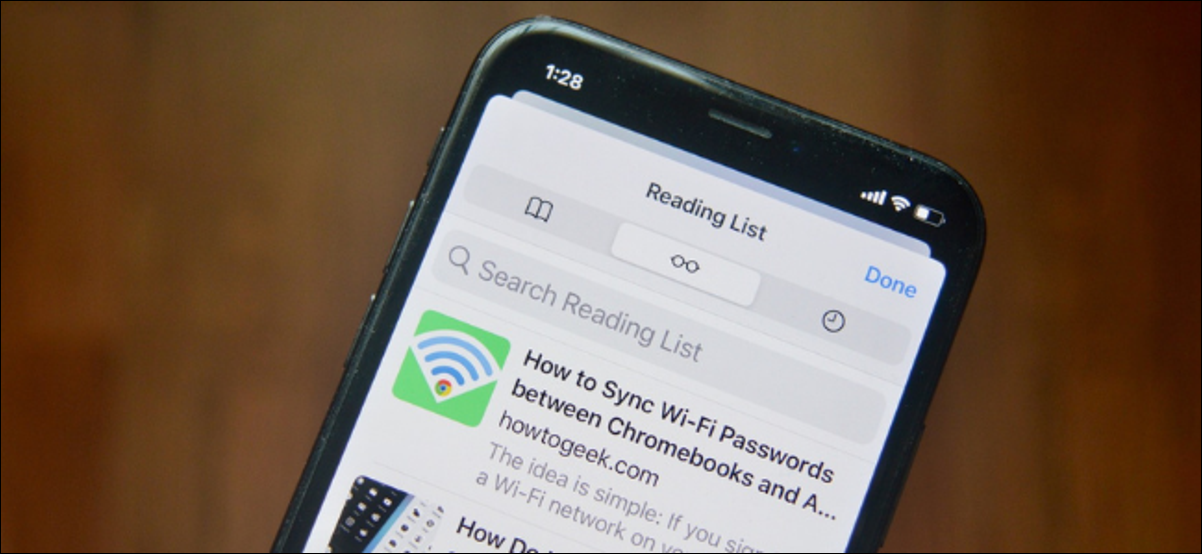Lista de leitura do Safari em um iPhone