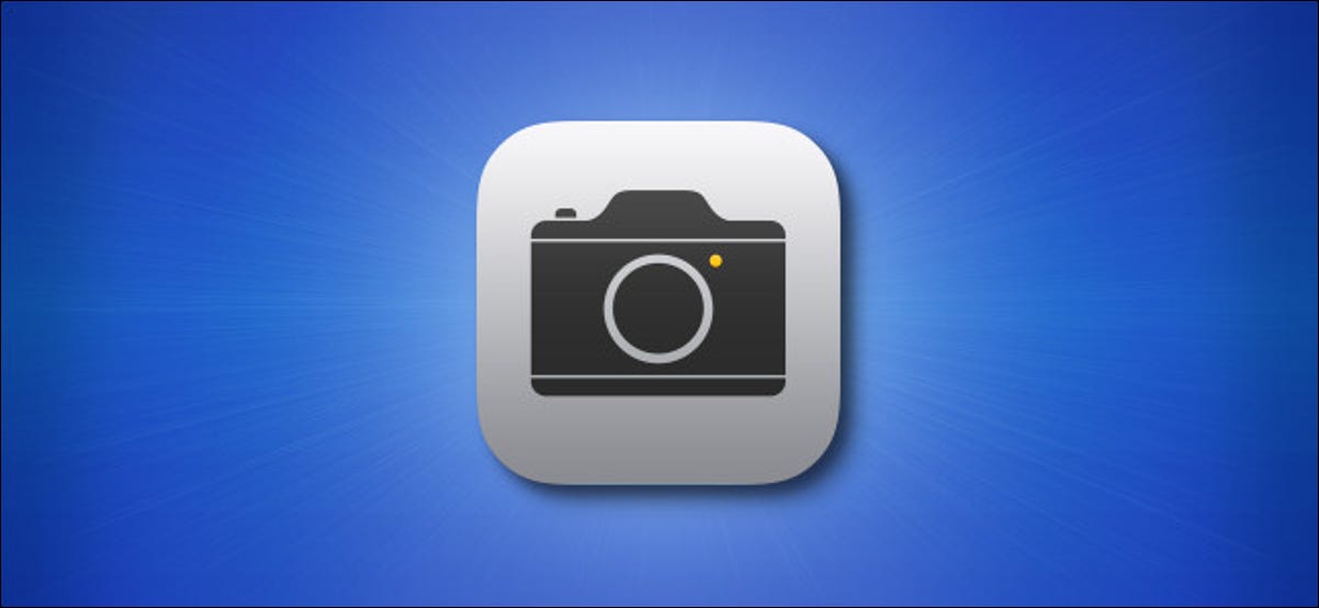 O ícone do aplicativo de câmera do iPhone e iPad em um fundo azul