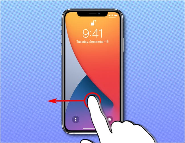 Na tela inicial do iPhone, deslize para a esquerda para iniciar o aplicativo Câmera.