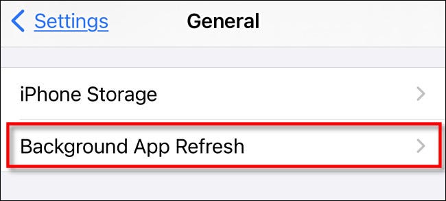 Em geral, toque em "Atualização do aplicativo em segundo plano".